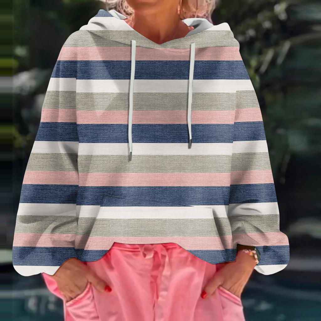 Dámská volná ležérní mikina s kapucí s dlouhým rukávem s květinovým potiskem