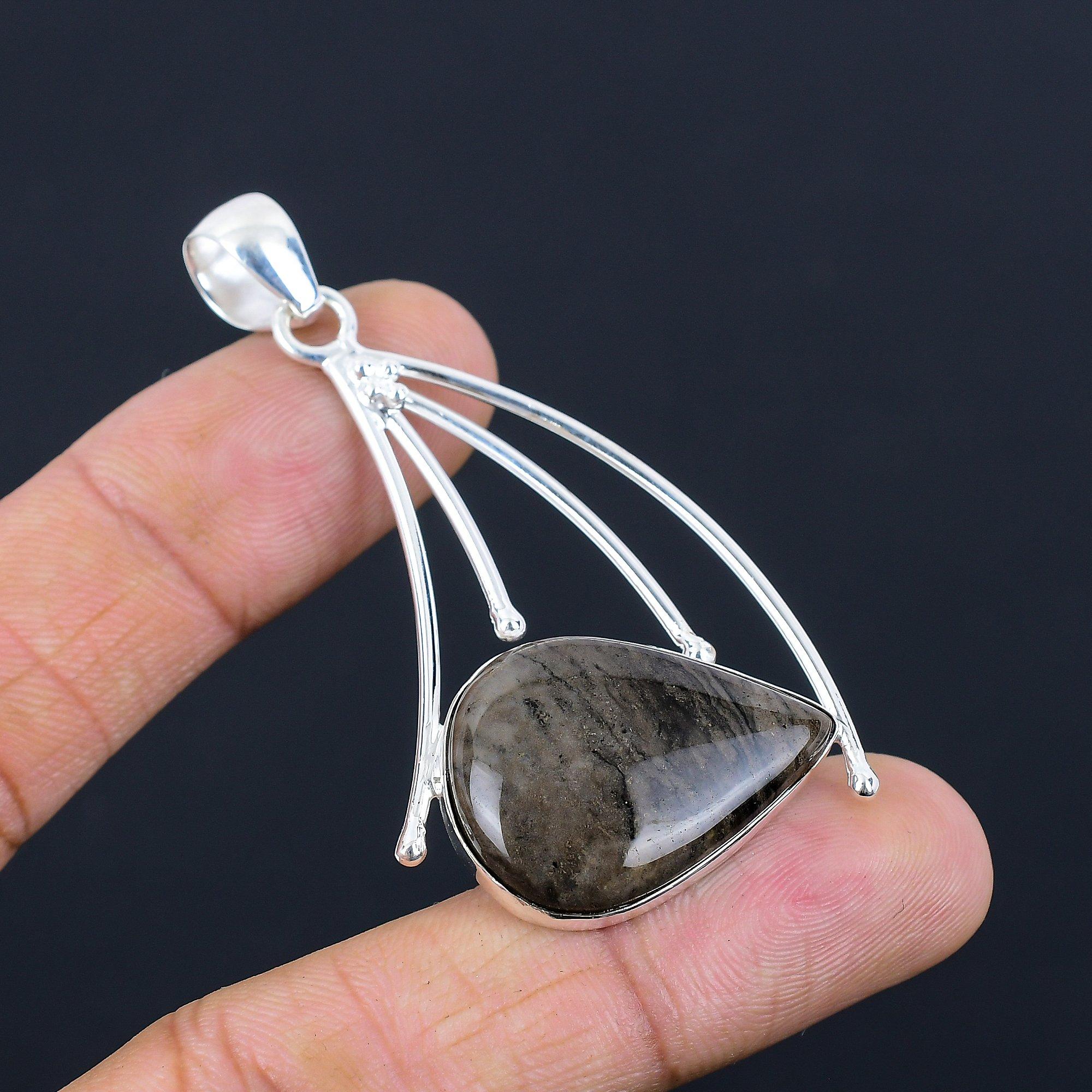 

Natural Honey Dendrite Gemstone Jewelry 925 Sterling Silver Pendant For Women