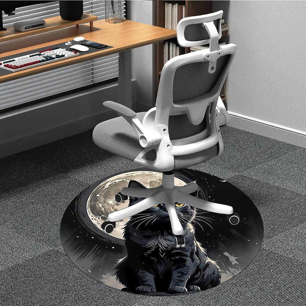 

1pc Moonlit Cat Night Scene Chair Carpet for Office, Non-slip, Soft and Durable Office Rug for Decoration, Perfect for Office yy251229151 80cm by 80cm