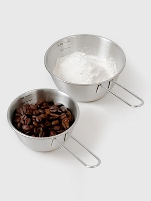Reborn. J 304 Stainless Steel Long Handle Mini Measuring Cup 2-piece Set (200ml + 400ml) / Stainless Steel Handle Mixing Bowl