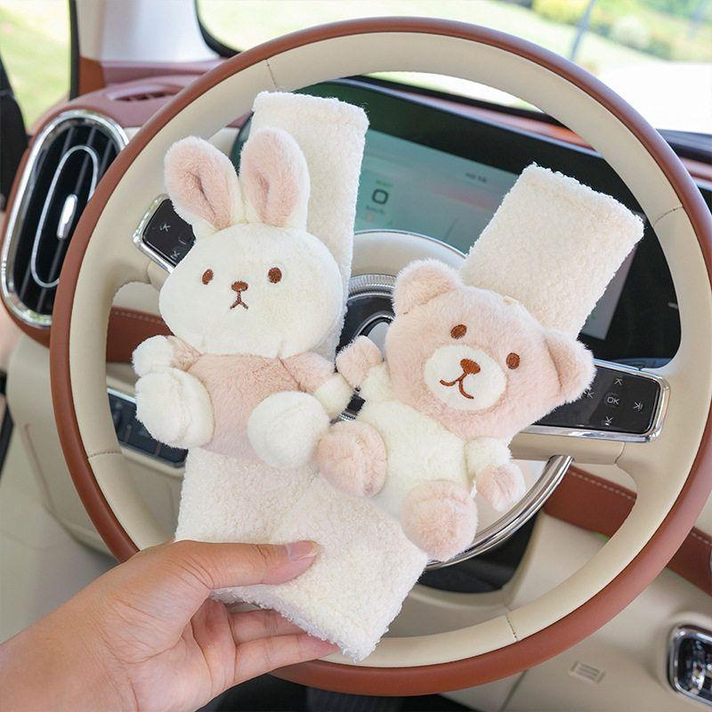 Car Seatbelt Shoulder Pad Cute Cartoon Bear Car Anti-Neck-Strangling Shoulder Strap Internet Celebrity Decoration Car Shoulder Protector