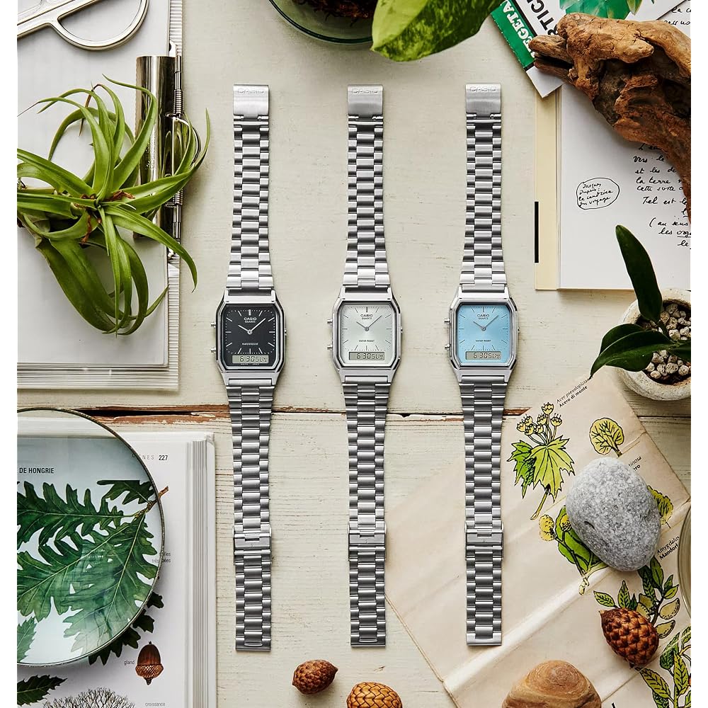 Casio Women's Analog Quartz Watch with Stainless Steel Strap AQ-230A-2A1MQYES, Silver