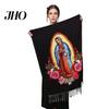 Versatile Silk Scarf Virgin Mary Shawl Soft Cashmere Warm Wrap Luxury Comfort Tassel Scarves Winter Lightweight Blanket Religious Accessory Fine Weave