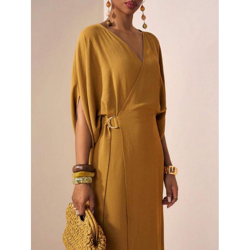 Europe, America 2026 summer new retro casual loose simple waist strap thin dress