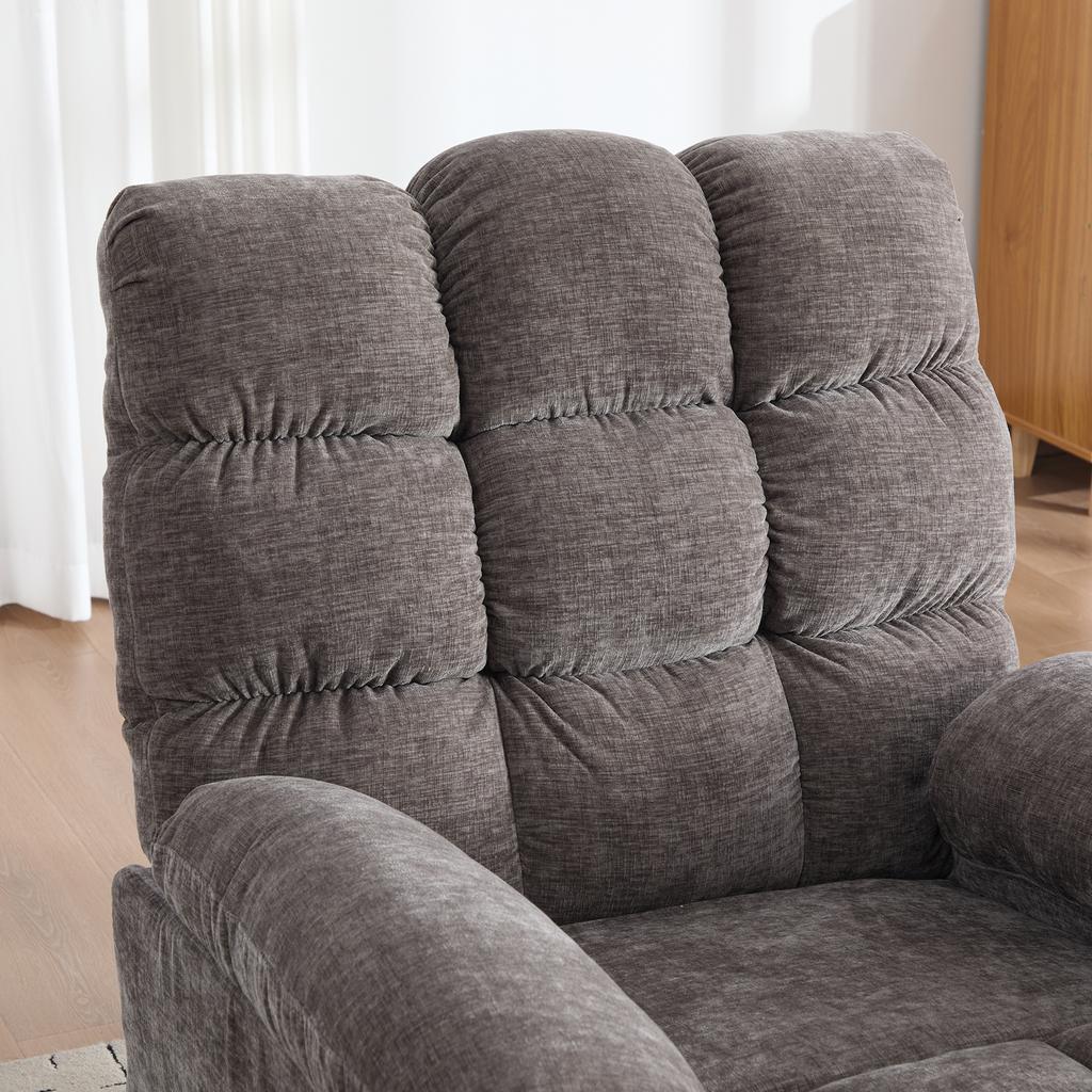 Poltrona Reclinabile Elettrica Girevole a 360° con Funzione Massaggio e Riscaldamento, Schienale e Poggiapiedi Regolabili Manualmente, Tasche Laterali portaoggetti..Grigio