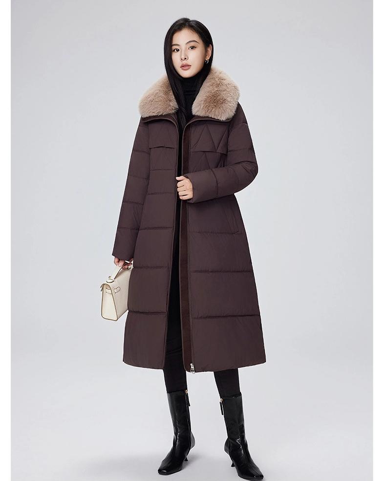Women’s Long Fur Lapel Windproof Thicken Warm Winter Jacket