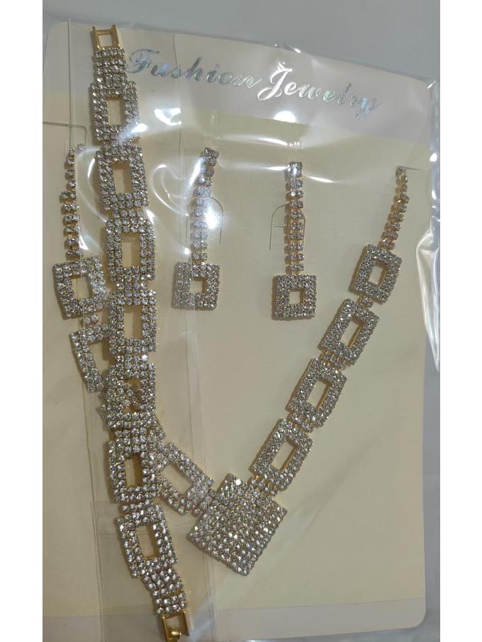 

Свадебный комплект украшений со стразами: Ожерелье, серьги и браслет для вечерних свадебных вечеринок