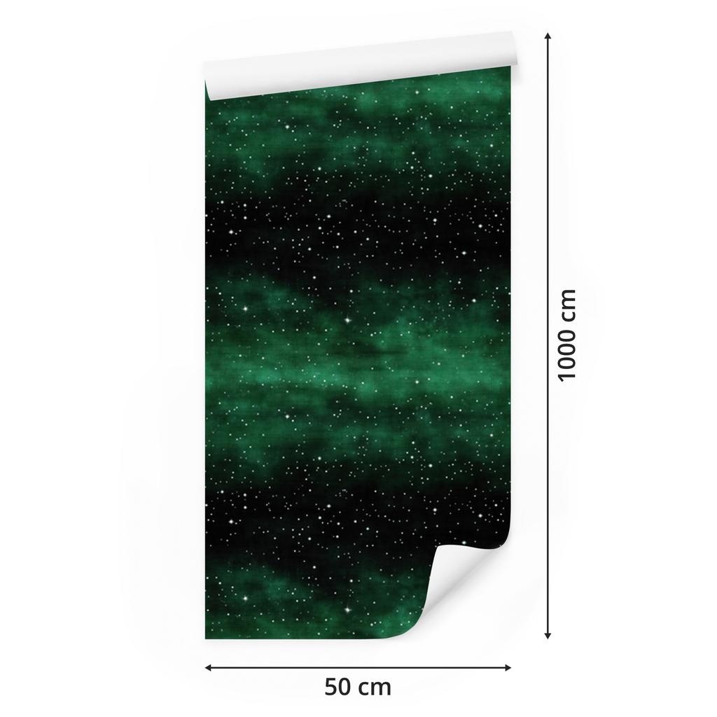 Watercolor Galaxy Bottle Green and Black Wallpaper 50x1000