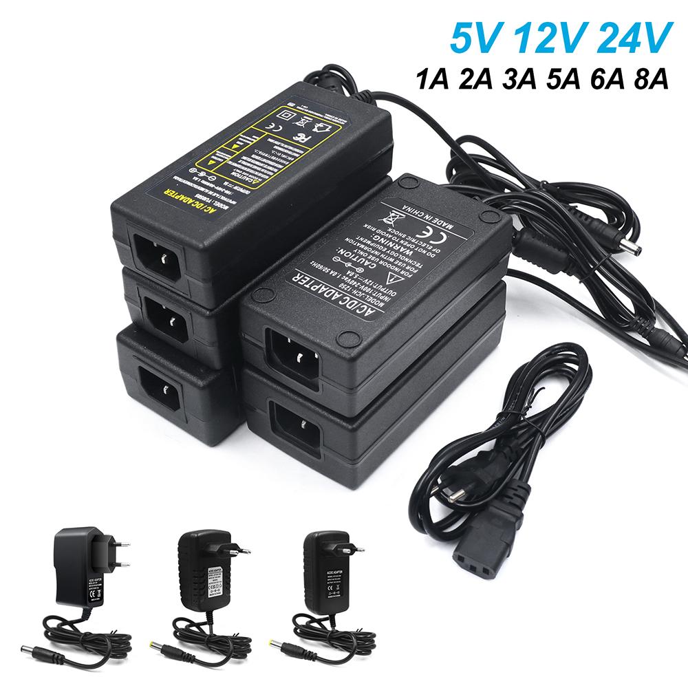 Universal LED Power Supply Adapter 5V 12V 24V AC to DC Transformer 1A 2A 3A 5A 8A 10A for LED Strip Lights Global Plug