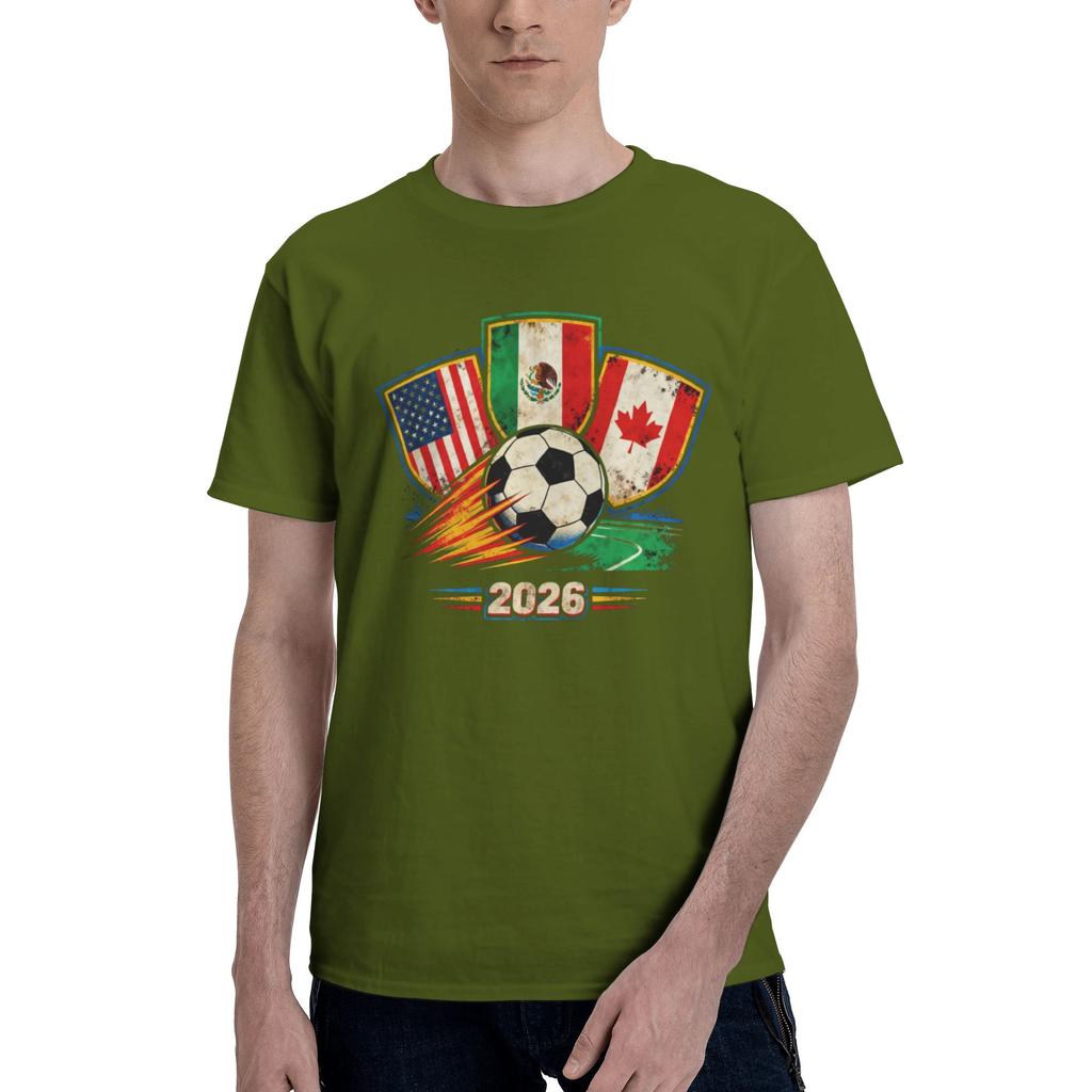 Custom Unisexs 2026 Football Soccer Cups T Shirt Short Sleeve Cotton Tshirt Casual Usa Canada Mexico Tee Loose Fit