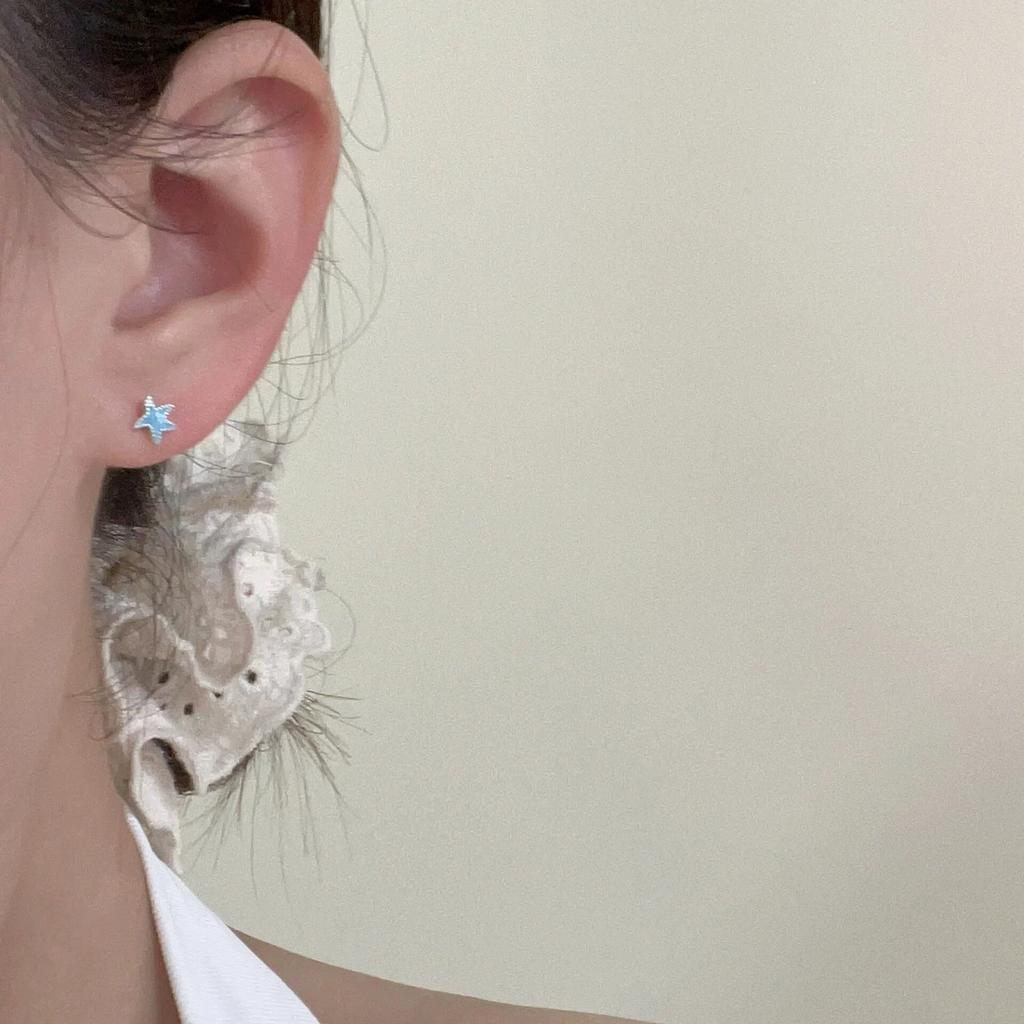 Blue Little Starfish Earrings Women's S Silver Needle Mini Star Earrings Summer ins Niche Premium Ear Accessories