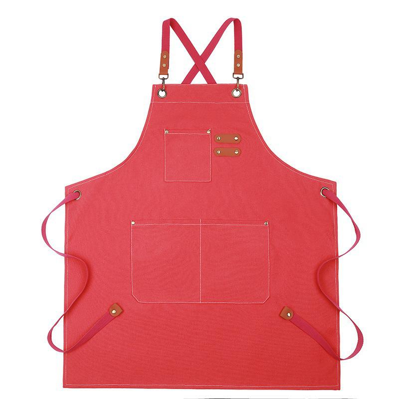 Waterproof Thickened Cotton Denim Apron - Oil and Stain Resistant, Solid Color Design for Household Kitchen Use