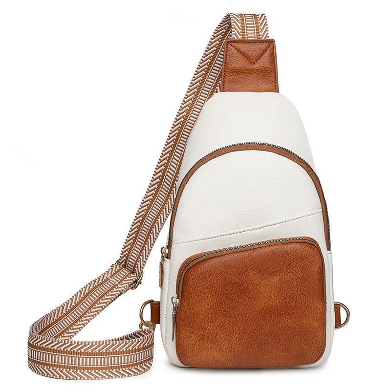 

Сумка через плечо из искусственной кожи, женская винтажная сумка через плечо с цветными блоками, спортивная нагрудная сумка бежевый