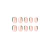 24 Pcs French Tip Press On Nail Short Square False Nail Swirl Acrylic Nail Green Full Cover Stick On Nail