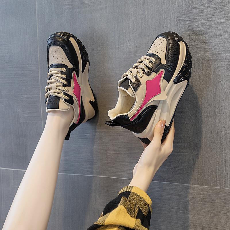 Dad Shoes Girl Spring 2025 New Student Korean Version Thick Sole Inner Height Increase Versatile Explosion Casual Fashion Trendy Shoes