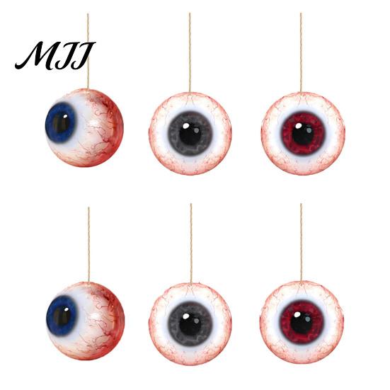 Halloween Hanging Decor 6Pcs Wooden Decoration, Ghost Pumpkin Eyeball Indoor Outdoor Ornament with Rope, Spooky Holiday Party