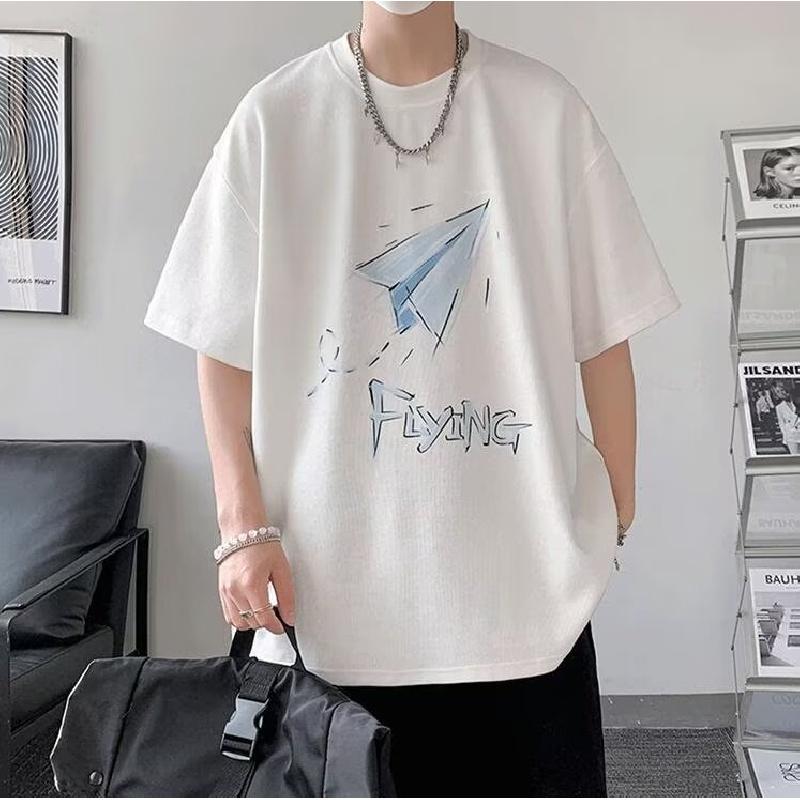 

Мужские футболки с буквенным графическим принтом, модные брендовые футболки для мужчин, футболки больших размеров, мужская одежда, повседневная мужская футболка, летняя корейская ретро 5XL белый