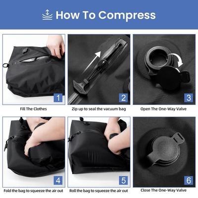 Bolsas de Vacío Reutilizables para Viajes Impermeables Ahorradoras de Espacio Bolsa de Compresión por Vacío a Prueba de Polvo Bolsa de Almacenamiento al Vacío para Equipaje Mochila