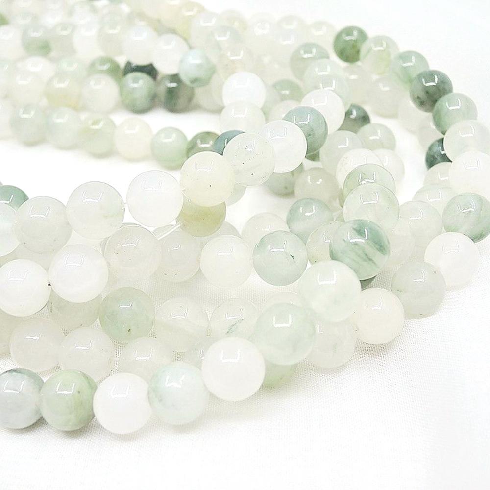 Jades Verdes Tianshan Cuentas de Piedra Natural Hebra de 15" Cuentas Espaciadoras Lisas Sueltas 4/6/8/10/12mm para Fabricación de Joyería DIY Accesorios para Pulseras