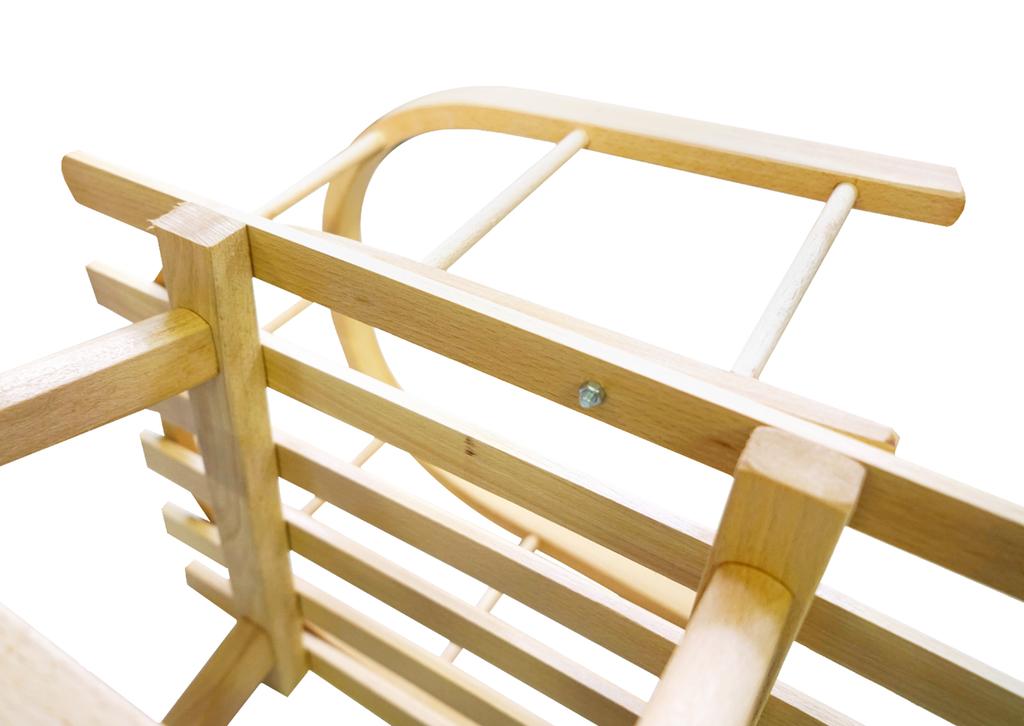 Wooden Sled For Children With Backrest, Traditional, Solid, Varnished, Pl