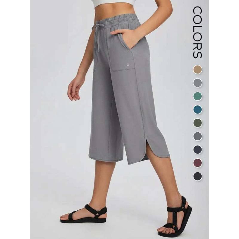 Summer Women Loose Fit Wide Leg Pants With Pockets For Casual Daily Wear