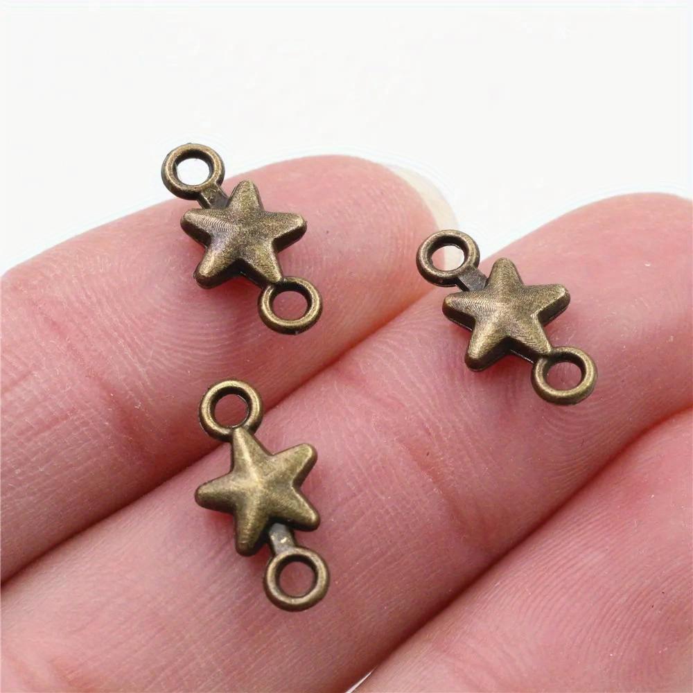 100Pcs/Bag Mini Five-Point Star Style Connector Handmade Charms Pendant DIY for Bracelet Necklace 15x7mm
