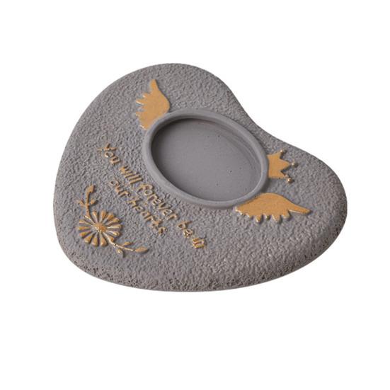 

Pet Memorial Stone Heart Paw Shape Dog or Cat Remembrance Stone with Photo Frame Pet Memorial Headstone for Indoor Outdoor Use Pet Loss Gift A серый