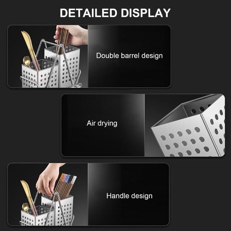 304 Stainless Steel Chopstick Storage Organizer Convenient Cutlery Drain Rack Practical Kitchen Chopsticks Holder