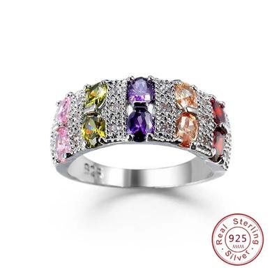 Exquisite Female Geometry Round Stone Ring 925 Sterling Plataful AAA Zircon Jewelry Design Wedding Rings for Women Bague