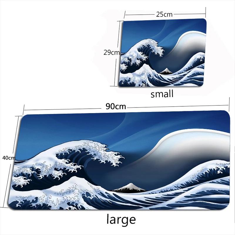 

Giant Waves Mouse Pad Large Japanese-style Mouse Pads Company MouseMat Art Carpet Rugs Gamer Ukiyo-e Keyboard for Laptop 900X400 290X250X2MMoverlock