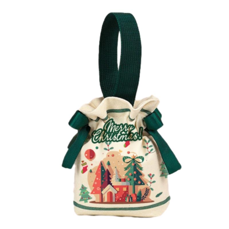 1-5pcs Christmas Drawstring Candy Bag New Year Gift Bags Party Gift Pouch Holiday Treat Sack Reusable Festive Favor Bag for Kids