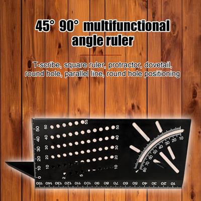 Multifunktionale Winkelmesslehre aus Aluminiumlegierung 45/90 Grad Winkelmessung Markierung Zeichenlehre Zimmerei Holzbearbeitungswerkzeuge