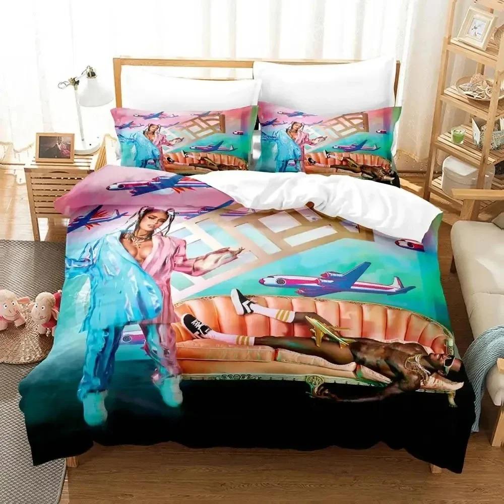 

3D Print Singer Karol G Bedding Set Duvet Cover Bed Set Quilt Cover Pillowcase Comforter king Queen Size Boys Adult Bedding Set 135x200cm