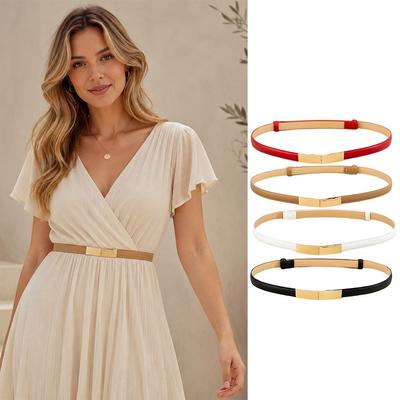 PU Leather Skinny Leather Belt Versatile Narrow Belt Fashion Women Waist Belts for Pants Dresses
