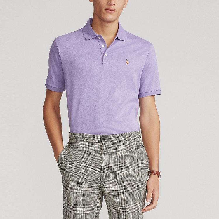 Polo Ralph Lauren Small Pony Embroidered Casual Slim Fit Short Sleeve Polo Shirt Men tops Lilac MNPOKNI1N821143-500