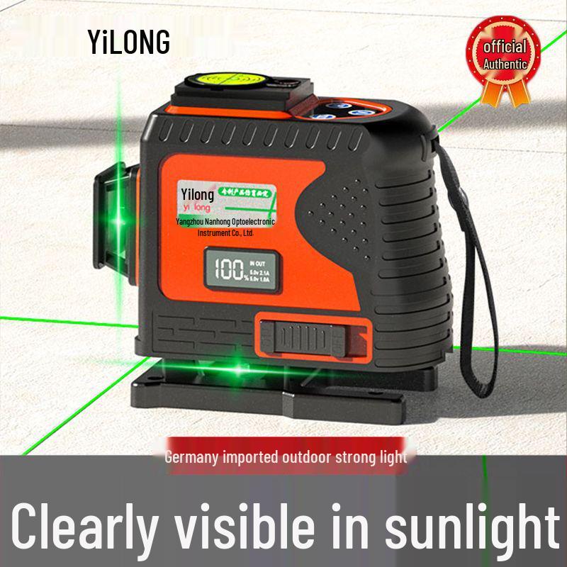 High-Brightness 12-Line Green Light Infrared Laser Level - Outdoor Automatic Leveling