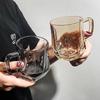Shangqi Premium Amber Hexagonal Glass Cup with Handle