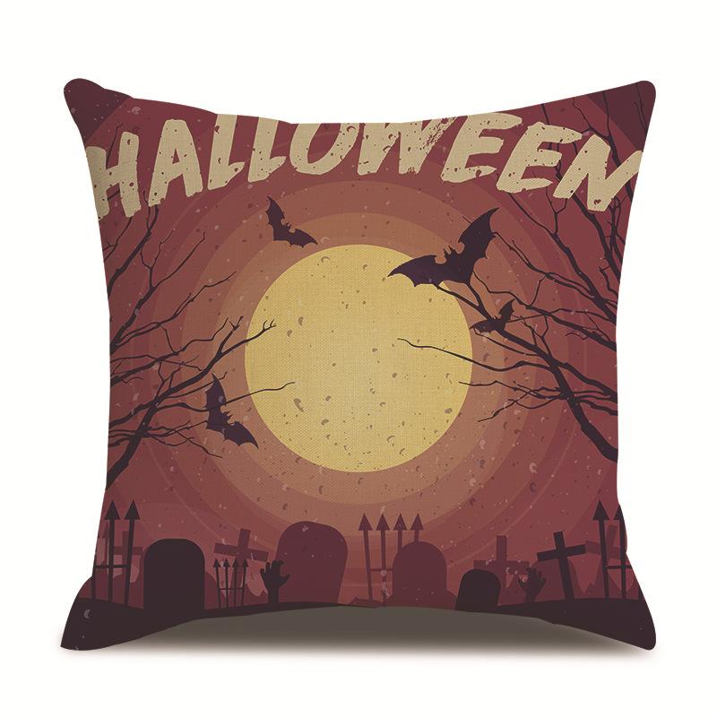 Halloween Linen Pillow Cover Printed Pillow Cover