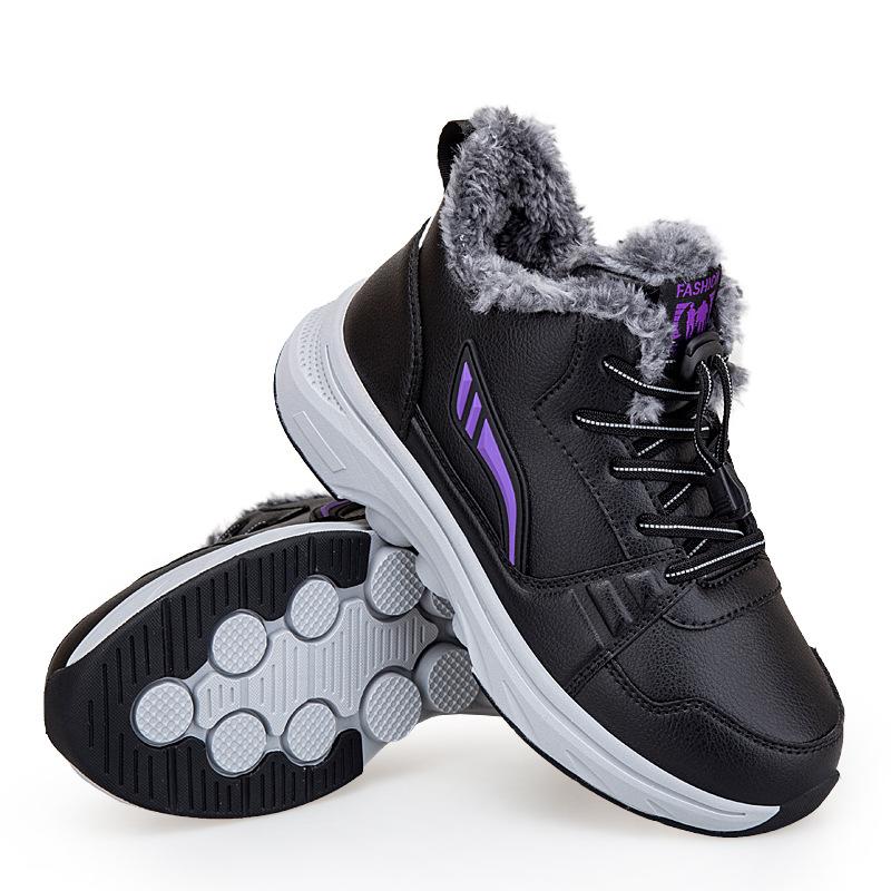 

Зимние уличные женские кроссовки на меховой подкладке. Теплые высокие спортивные туфли на флисовой подкладке. Женские водонепроницаемые зимние ботинки без шнуровки из искусственной кожи. Короткие ботильоны. 41