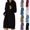 Women Fashion Casual Long Sleeve Solid Color Pockets Hat Loose Sweater Tops