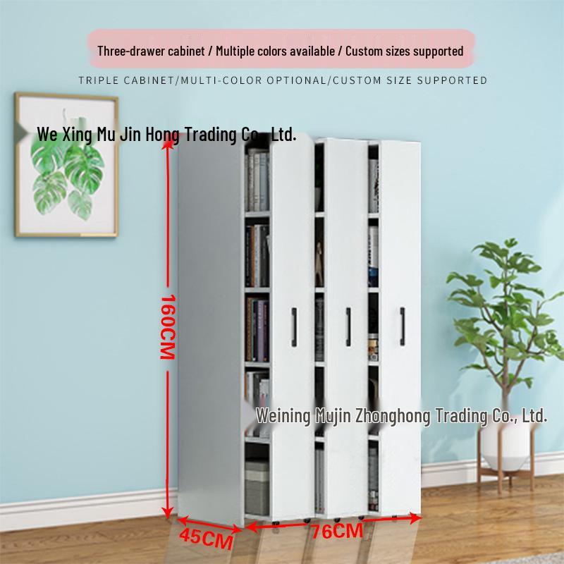Mobile Dustproof Bookshelf: Sliding, Wheel-Equipped, Drawer-Type Storage Cabinet