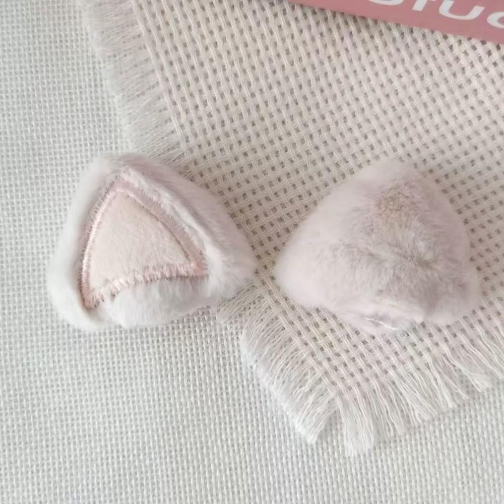 2PCS Fluffy Plush Cat Ears Soft Plush DIY Ear Appliques  for Hat Headband Garment Decoration