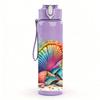 1PC Coral Shell Tropical Ocean Print 750ml Color Plastic Sports Water Bottle Leakproof Flip Straw Lid Suitable for Sports Office Home Use