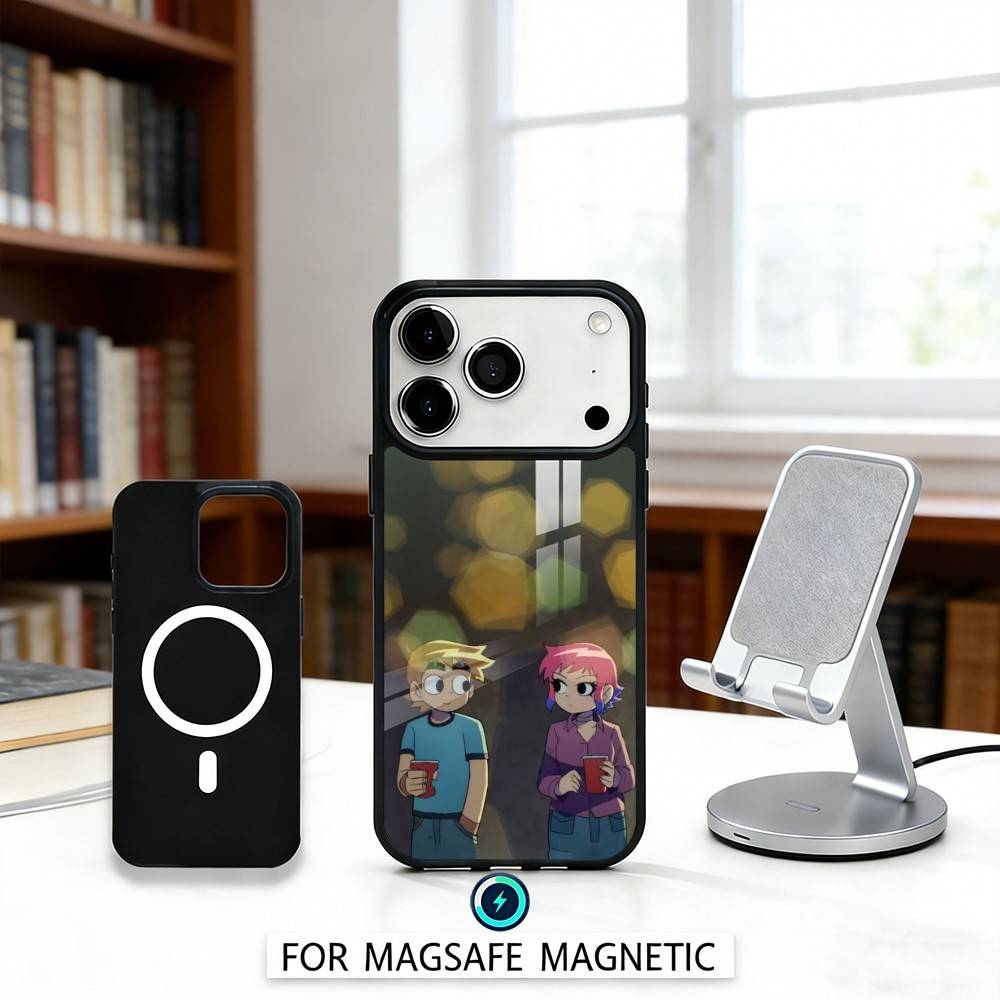 Anime S-Scott P-Pilgrim Phone Case Magnetic For iPhone17 16 15 14 13 12 Pro Max For Magsafe Wireless Charging Cover