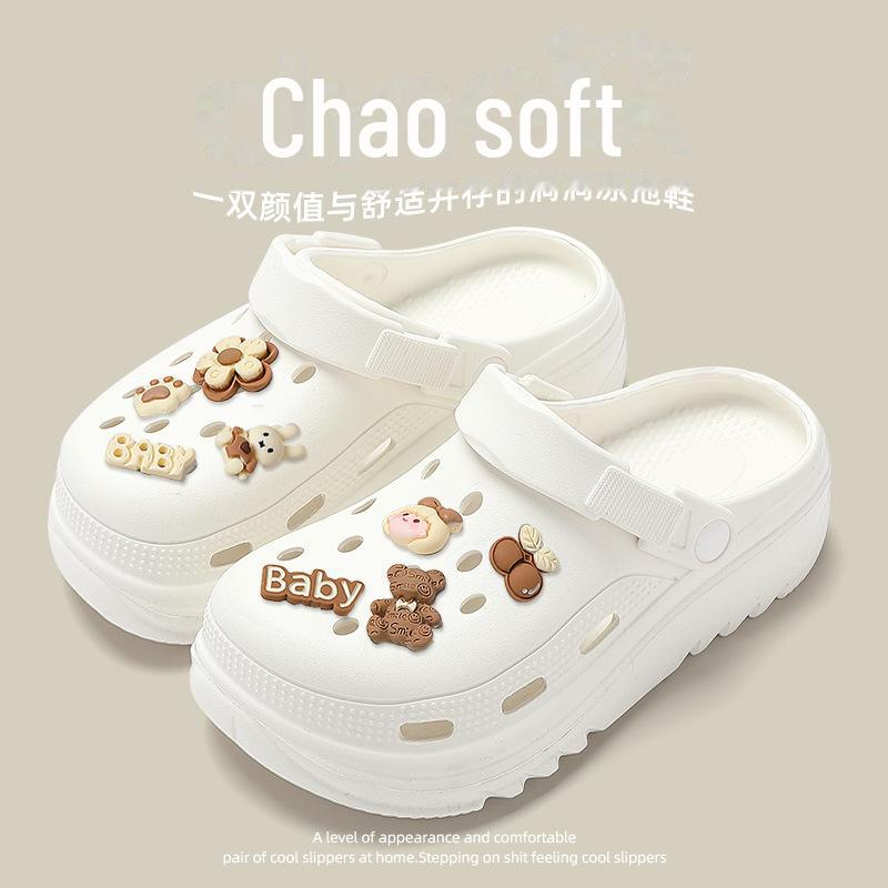 Damskor 2024 Sommartofflor med tjock sula: Inomhus, Utomhus, Strand, Baotou-stil