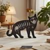 Halloween Wooden Crafts Creative Black Cat Lamp Decoration Carved Pattern Haunted House Decorative Ornaments Indoor Use