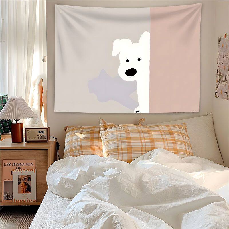 Cartoon Puppy Dog Wall Hanging Background Cloth Bedroom Headboard Decorative Artwork Soft Polyester Canvas for Home Decor
