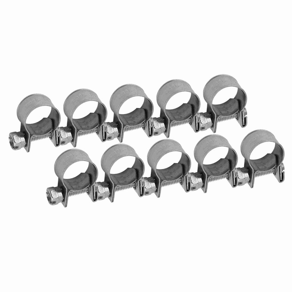 10pcs Stainless Steel   Fuel Line Pipe Hose Clamp Clip 6mm‑20mm Optional Size