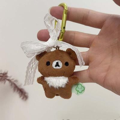 Cartoon Mini Rilakkuma Clover Plush Toys Backpack Pendant Anime Peripheral Keychain Soft Stuffed Doll Decoration Friends Gifts