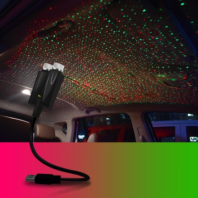 Automotive Roof Interior Atmosphere Light Adjustable Starry Projection USB Powered PVC Material Easy USB Plug Operation